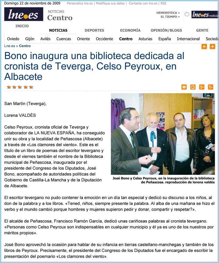 Inauguracion de una biblioteca dedicada Peyroux en Pe�ascosa