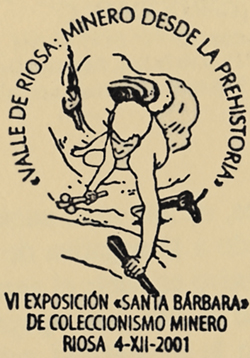 Matasellos al Valle de Riosa, Minero desde la Prehistoria, Riosa, Grucomi 2001