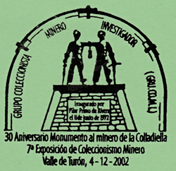 Matasellos del 30 aniversario del Monumento al minero de la Colladiella