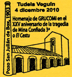 Matasellos homenaje a la tragedia de la Mina Confiada 3� o El Cestu, Grucomi 2010