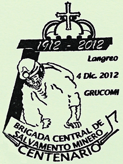 Matasellos del Centenario de la Brigada de Salvamento Minero, Grucomi 2012