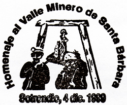 Matasellos homenaje la Valle Minero de Santa B�rbara, Sotrondio, Grucomi 1999