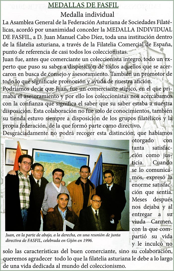 Juan Cabo, medalla de la Fasfil