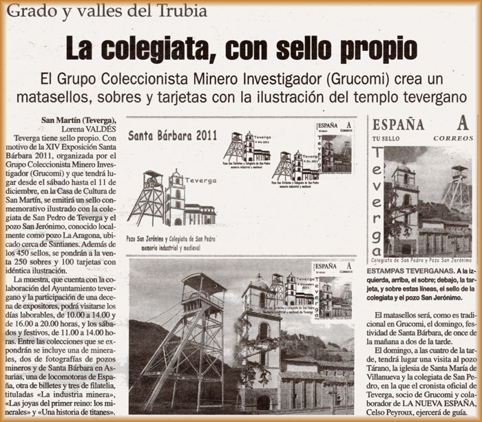 Noticia de La Nueva Espa�a sobre la XIV Exposici�n de Coleccionismo Minero de Grucomi en Teverga