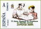 Sello personalizado del Curso de Monitores de Filatelia Juvenil celebrado en Mieres durante la Juvenia 2009