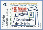 Sello del 125 Aniversario de la Cocina Económica ovetense en el Centro Asturiano de Oviedo