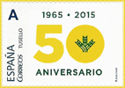 Sello personalizado de la EXFILNA 2015 de Avil�s dedicado a los 50 a�os de La Caja Rural de Asturias