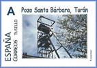 Sello personalizado de la XVIII Exposici�n de Coleccionismo Minero "Santa B�rbara" de GRUCOMI, homenaje a la Declaraci�n de Bien de Inter�s Cultural del Pozo Santa B�rbara de Tur�n