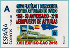 Sello personalizado del 50 aniversario del Aeropuerto de Asturias en el Centro Asturiano de Oviedo