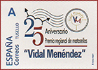 Sello personalizado dedicado a la 25 edici�n del Premio Vidal Men�ndez de matasellos asturianos. Avil�s