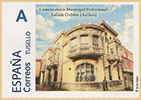 Sello personalizado dedicado al Palacio Balsera, Conservatorio de M�sica. Grupo Filat�lico Avilesino.