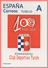 Sello personalizado del centenario del Club Deportivo Tur�n. Club Filat�lico Mierense