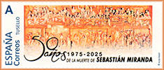 Sello personalizado del 50 aniversario del fallecimiento de Sebasti�n Miranda. Grupo Filat�lico El Texu, Gij�n