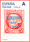 Sello personalizado del 90 aniversario del primer sello de Jovellanos (1935). Grupo Filat�lico El Texu, Gij�n.