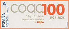Sello personalizado del centenario del Colegio Oficial de Agentes Comerciales de Gij�n. Grupo el Texu