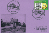 Tarjeta del Matasellos del 125 aniversario de la llegada del primer tren a Avil�s