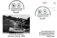 Tarjeta del Matasellos de la XVI EXFICO-CAO homenaje al 25 aniversario de Amigos de Cudillero