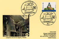 Tarjeta del Matasellos de la XVIII EXFICO-CAO del 800 aniversario de la Campana La Wamba de la catedral de Oviedo