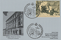 Tarjeta del matasellos PDC del sello del Bicentenario de la instalaci�n de la primera oficina postal en Mieres.