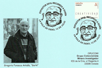 Tarjeta del Matasellos de EXFIASTUR 2016 homenaje a Gregorio Fonseca Antu�a, Gor�n, en Pola de Siero
