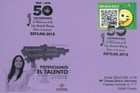 Tarjeta del Matasellos en la EXFILNA 2015 de Avil�s dedicado a los 50 a�os de La Caja Rural de Asturias