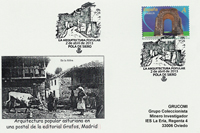 Tarjeta del Matasellos de la XXXIV Semana del Folclore Astur de Pola de Siero, organizada por El Grupo Filat�lico El Ventol�n