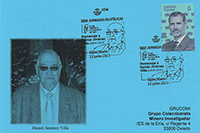Tarjeta del matasellos de las XXIX Jornadas filat�licas, homenaje a Daniel Villa. Gij�n