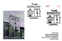 Tarjeta del Matasellos de las XXV Jornadas Filat�licas de Gij�n con la Torre de los Vald�s del Colegio Santo �ngel
