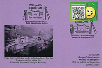 Tarjeta del Matasellos de la XVIII Exposici�n de Coleccionismo Minero "Santa B�rbara" de GRUCOMI, homenaje a la Declaraci�n de Bien de Inter�s Cultural del Pozo Santa B�rbara de Tur�n