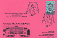 Tarjeta del matasellos homenaje al Orfanato Minero y a los 25 a�os de GRUCOMI