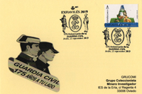 Tarjeta del Matasellos del Grupo Filat�lico Avilesino conmemorando el 175 aniversario de la Guardia Civil. EXFIAVIL�S