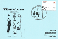 Tarjeta del Matasellos del 50 Aniversario de la celebraci�n con folixa y cultura de los Humanitarios de San Mart�n de Moreda