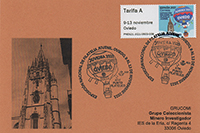 Tarjeta dedicada al matasellos PDC de la ATM dedicado a Juvenia 2021 y a la Catedral de Oviedo
