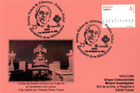 Tarjeta del Matasellos en Luarca, del Grupo Filat�lico "R�o Negro", dedicado al 25 aniversario del fallecimiento de Severo Ochoa