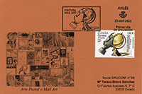 Tarjeta del matasellos PDC en Avil�s, del sello dedicado por el Correo Espa�ol al Arte Postal o Mail Art