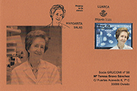 Tarjeta del matasellos Primer D�a de Circulaci�n en Luarca dedicado a la cient�fica Margarita Salas