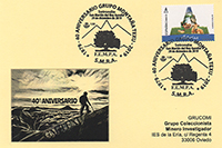  Tarjeta del Matasellos del 40 aniversario del Grupo de Monta�a Texu de San Mart�n del Rey Aurelio. Grupo Filat�lico Valle del Nal�n