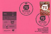 Tarjeta del matasellos de presentaci�n del sello dedicado a los 75 a�os de Temporada de �pera en Oviedo