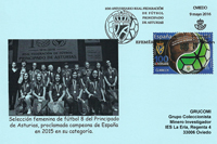 Tarjeta del Matasellos Primer D�a de Circulaci�n de Oviedo del sello del Centenario de la Real Federaci�n de F�tbol del Principado de Asturias
