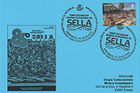 Tarjeta del matasellos de Presentaci�n del sello de la Fiesta de las Piraguas. Arriondas