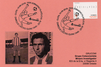 Tarjeta del Matasellos de homenaje a Quini en las XXVI Jornadas filat�licas del Grupo F.N. de Gij�n