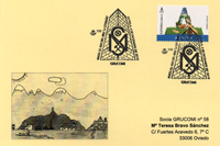 Tarjeta del Matasellos de la  XXII Exposici�n "Santa B�rbara" de Coleccionismo Minero en Pola de Lena con homenaje a la Mina de La Soterra�a