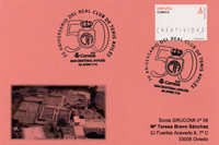 Tarjeta del Matasellos del 50 aniversario del Real Club de Tenis de Avil�s