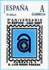 Sello personalizado de homenaje Luis Riera en el Centro Asturiano