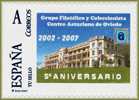 Sello personalizado del 5 aniversario del grupo filatélico del Centro Asturiano de Oviedo