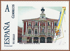 Sello personalizado dedicado al Ayuntamiento de Mieres con la Bandera de la Comisión de la Juventud de FESOFI, en Noviembre de 2007