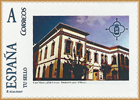Sello personalizado dedicado a la Casa de Cultura de Mieres (antigua Escuela de Capataces) y con el emblema del Grupo Filatélico Mierense, en Noviembre de 2007