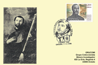 Tarjeta del Matasellos del V Centenario del nacimiento de San Francisco Javier en el Centro Asturiano de Oviedo