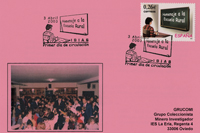 Tarjeta del Matasellos "Primer día" de la emisión del sello del homenaje a la Escuela Rural, emitido en Ibias