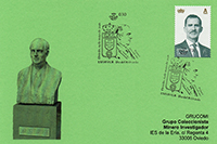 Tarjeta del Matasellos del 75 aniversario del fallecimiento de Carlos Tartiere. Fasfil.
